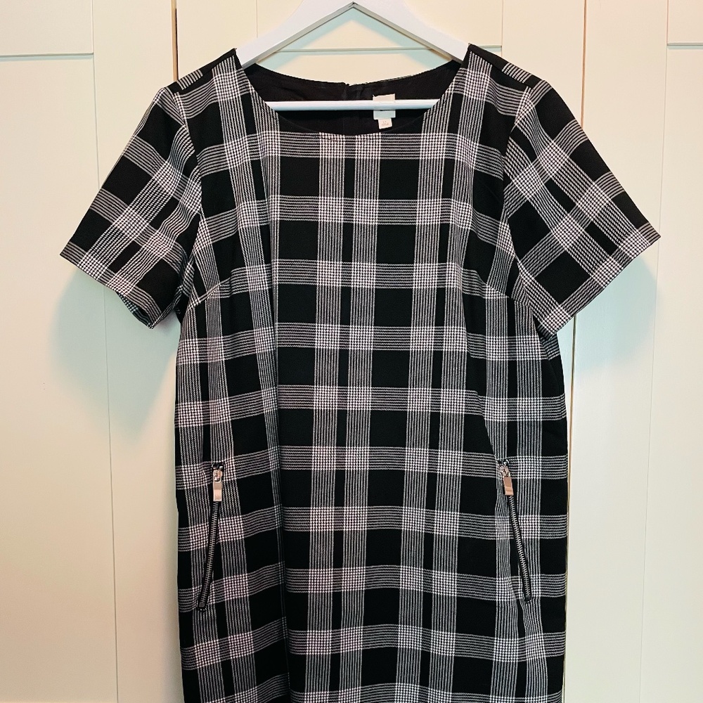 Gap Black & White Plaid Dress Size Large